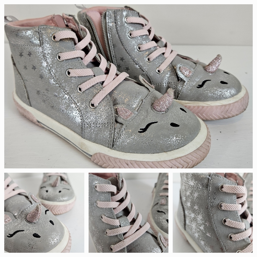 WONDER NATION Unicorn High Top ZIPPER Stars Sparkle Girls 11 Toddler